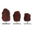 Moti Samarth Solid Wood Decor on Iron Stand in Sandblasted Brown (Set of 3)