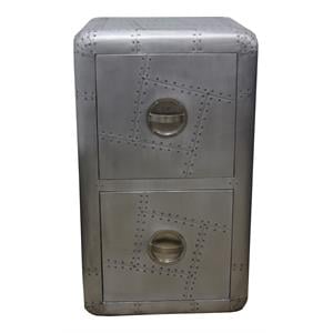 Moti Pilot 18&quot Hand-Crafted Modern Aluminum Filing Cabinet in Silver