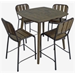 Cole Reclaimed Solid Wood Counter Chair in Brown with Black Metal Frame