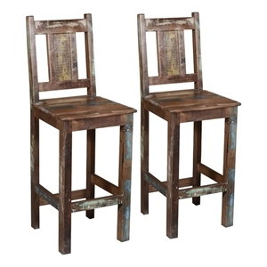 Trinidad Hand-Crafted Bar Chairs in Multi-Color Finish on Solid Wood (Set of 2)