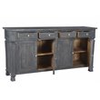 Carmenita Sideboard in Farmhouse Gray Finish on Solid Wood with Nickel Pulls