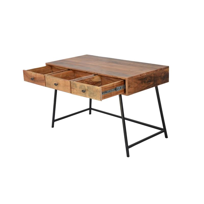 Anaheim Student Desk in Mid-Century Natural Finish on Solid Wood with Metal Base