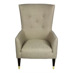Moti Upholstery Adams 28&quot Mid-Century Fabric/Solid Wood Lounge Chair in Beige
