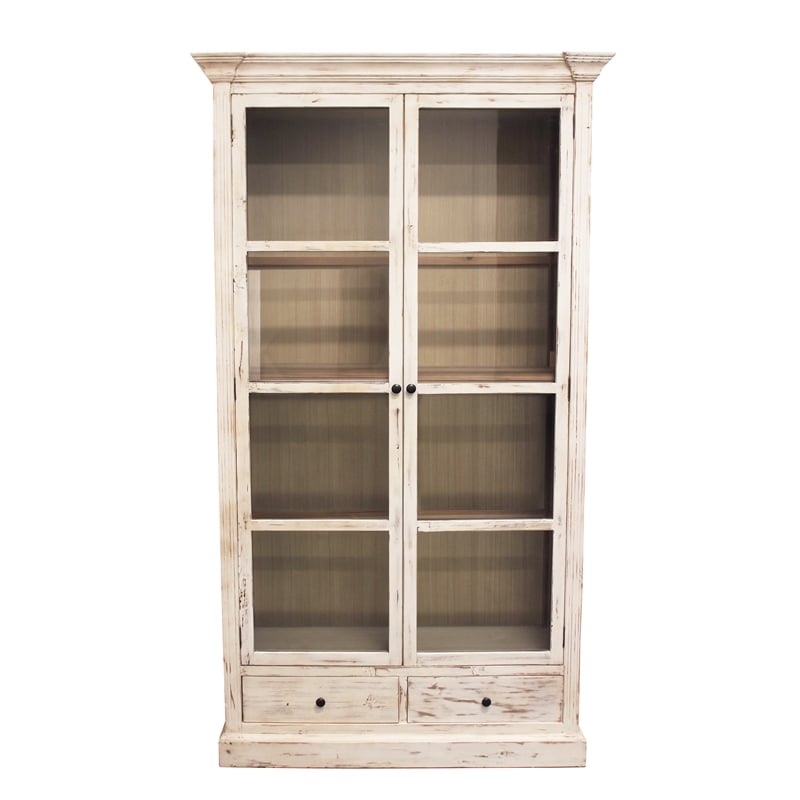 Manhattan Beach Padawan Solid Wood 2-Door 2-Drawer Cabinet in Antique White