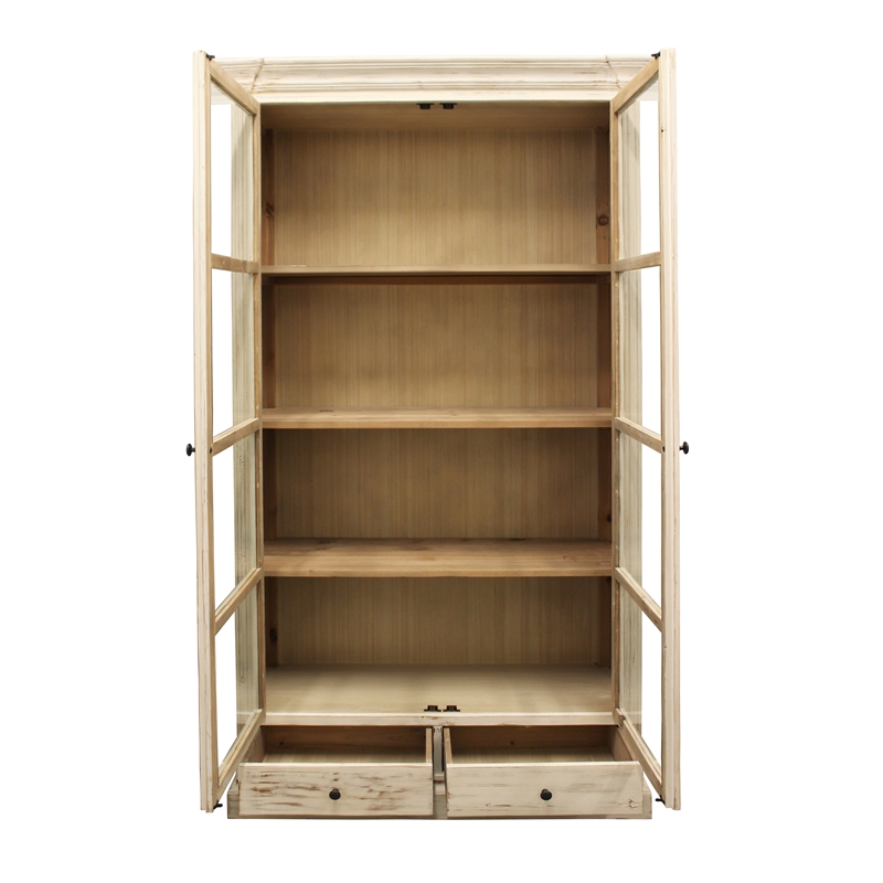 Manhattan Beach Padawan Solid Wood 2-Door 2-Drawer Cabinet in Antique White
