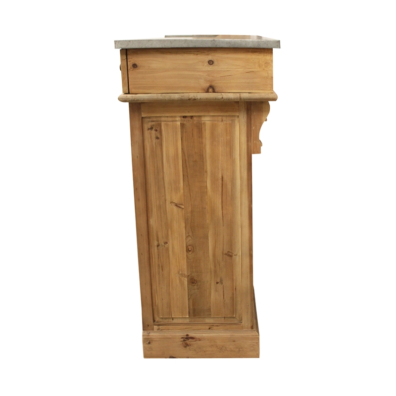 Manhattan Beach Solid Wood Kai Bar in Natural with Spot-Resistant Zinc Top
