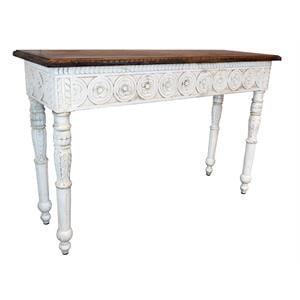 Bay Solid Wood Hand Carved Console Table in Brown