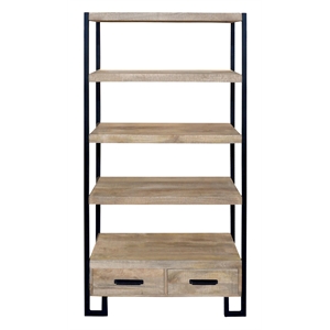 Anaheim Katy 2-Drawer Bookcase in Modern Brown Finish on Solid Wood