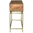 Goldbust Solid Wood Console Table in Natural with Brass-Finished Iron Base