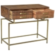 Goldbust Solid Wood Console Table in Natural with Brass-Finished Iron Base