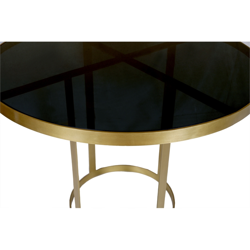 Margot Dining Table on Cast Iron Frame in Metallic Gold Finish with Glass Top