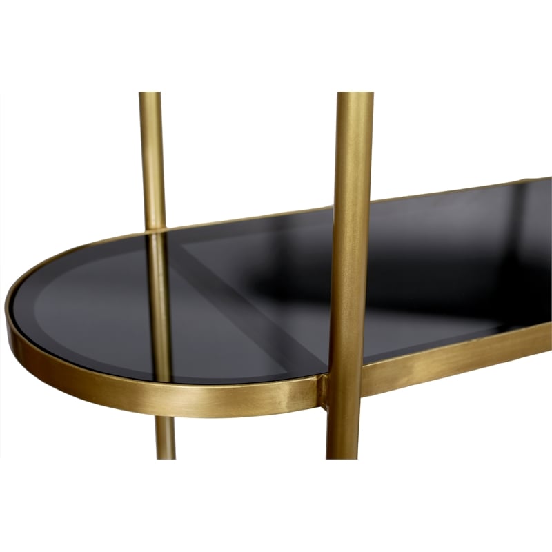Monique Etagere with Cast Iron frame in Metallic Gold w/ Tempered Smoked Glass