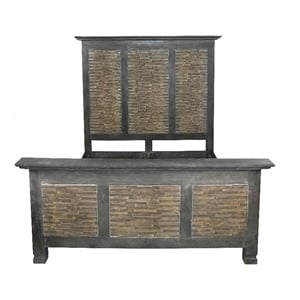Urban Solid Wood Wicker/Rattan California King Bed in Espresso
