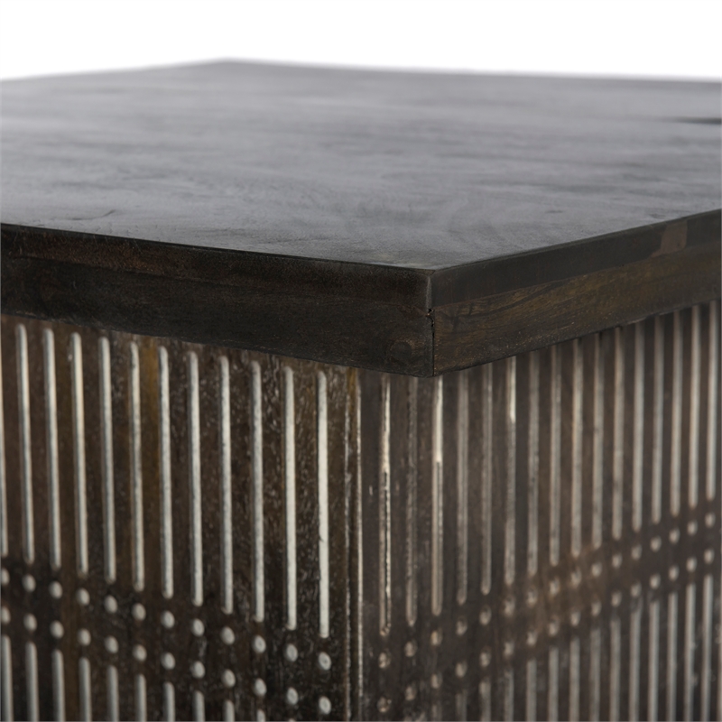 Sarah Solid Wood Storage Cocktail/Coffee Table in Antique Brown Finish
