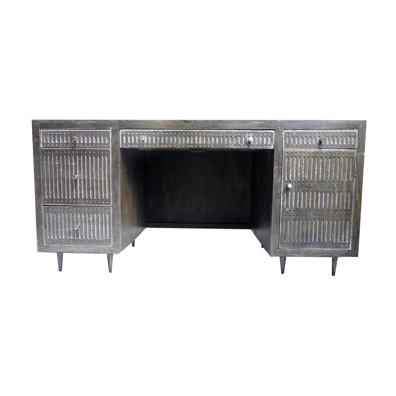 Sarah Solid Wood Executive Desk in Antique Brown Finish
