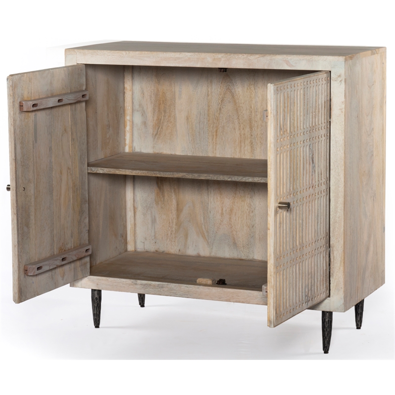 Sarah Solid Wood 2 Door Sideboard in Brushed Ivory Finish