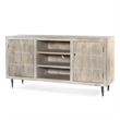 Sarah 2 Door Media Cabinet Mango Solid Wood Brushed Ivory Finish on Iron Base