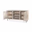 Sarah 2 Door Media Cabinet Mango Solid Wood Brushed Ivory Finish on Iron Base