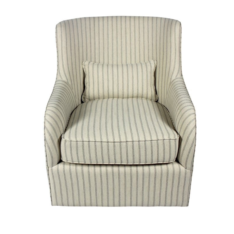 Tate Swivel Lounge Chair with Kidney Pillow Upholstered in Natural Fabric
