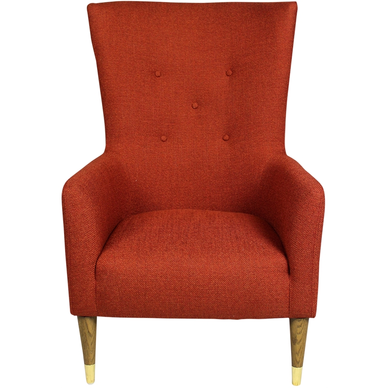 Adams Lounge Chair Upholstered in Orange Fabric