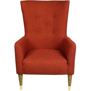 Adams Lounge Chair Upholstered in Orange Fabric
