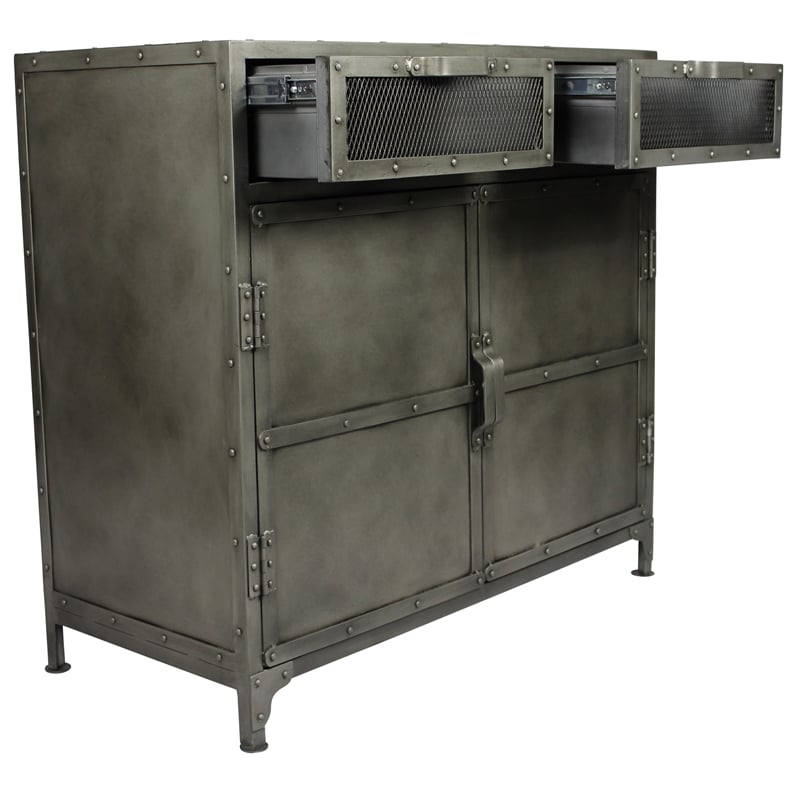 Sheridan Metal Buffet with 2 Drawers and 2 Doors in Gray