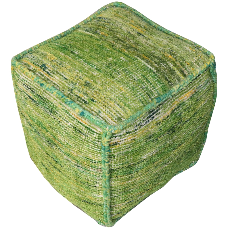 Wendy Pouf Upholstered in Green Fabric