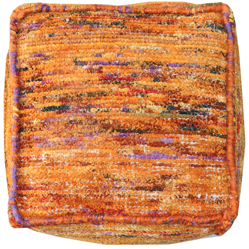 Wendy Pouf Upholstered in Orange Fabric