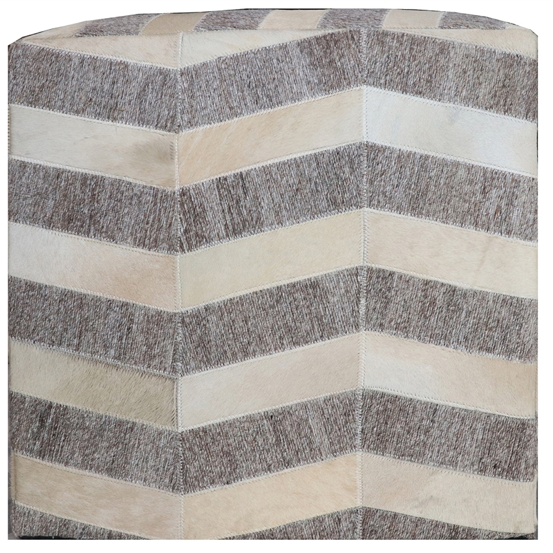 Kobe Pouf Upholstered in Beige Fabric