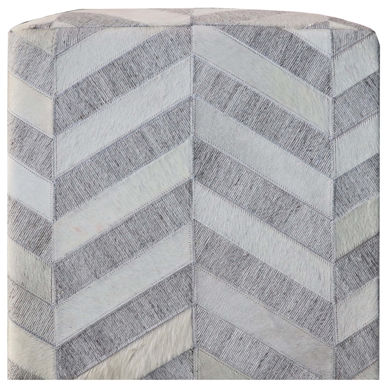 Kobe Pouf Upholstered in Gray Fabric