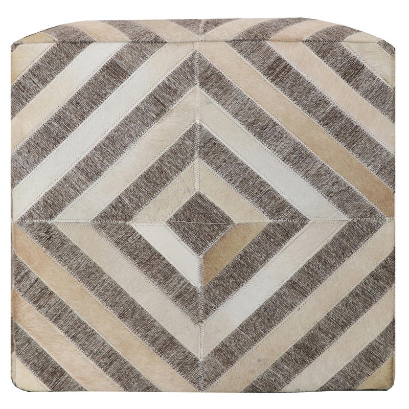 Nyla Pouf Upholstered in Beige Fabric