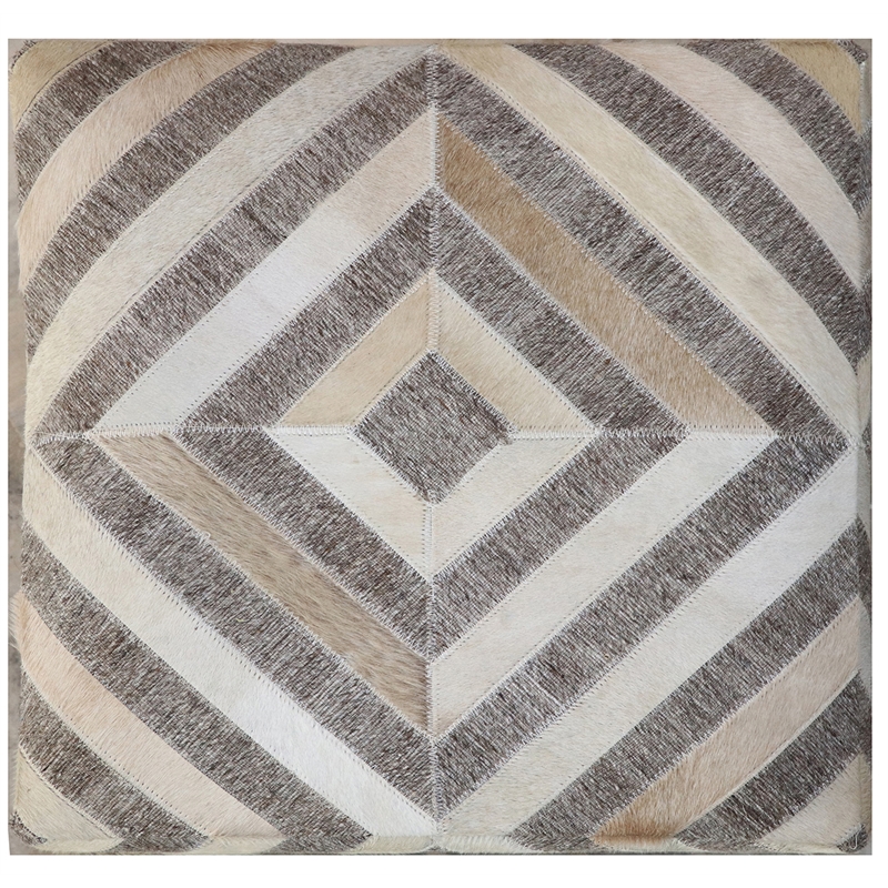 Nyla Pouf Upholstered in Beige Fabric