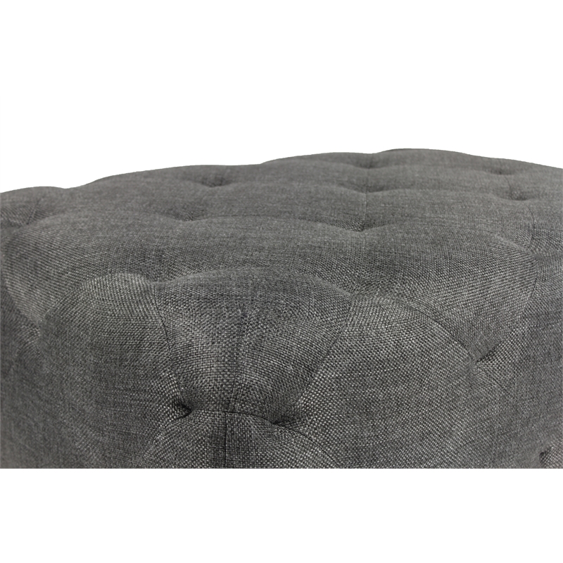 Piper Rectangular Tufted Ottoman Upholstered in Heavy-Weaved Fabric in Gray