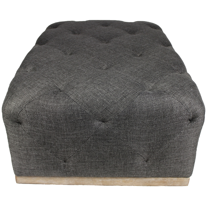 Piper Rectangular Tufted Ottoman Upholstered in Heavy-Weaved Fabric in Gray