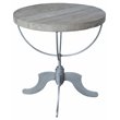 Syracuse Round Solid Wood Occasional Table with Cast Iron Base in Brown