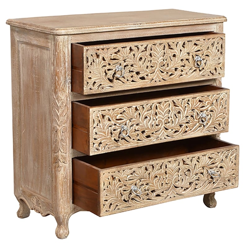 Carter 3 Drawer Solid Wood Chest of Drawers in Antique White