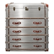 Pilot 4-Drawer Chest Lift Top & Leather Accents Solid Wood w/ Aluminum Cladding