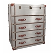Pilot 4-Drawer Chest Lift Top & Leather Accents Solid Wood w/ Aluminum Cladding
