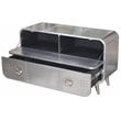 Pilot 1-Drawer 1-Shelf TV Console with Modern Silver Aluminum Cladding