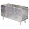 Pilot 1-Drawer 1-Shelf TV Console with Modern Silver Aluminum Cladding