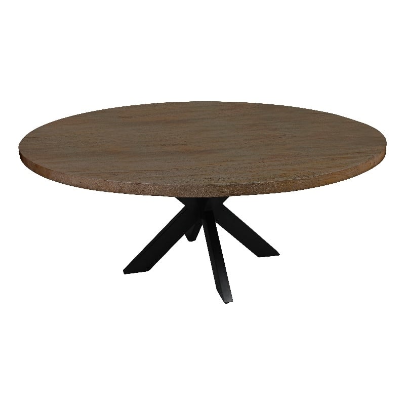 Redondo Felix 72 Round Solid Wood Dining Table with Cast Iron Legs in Natural