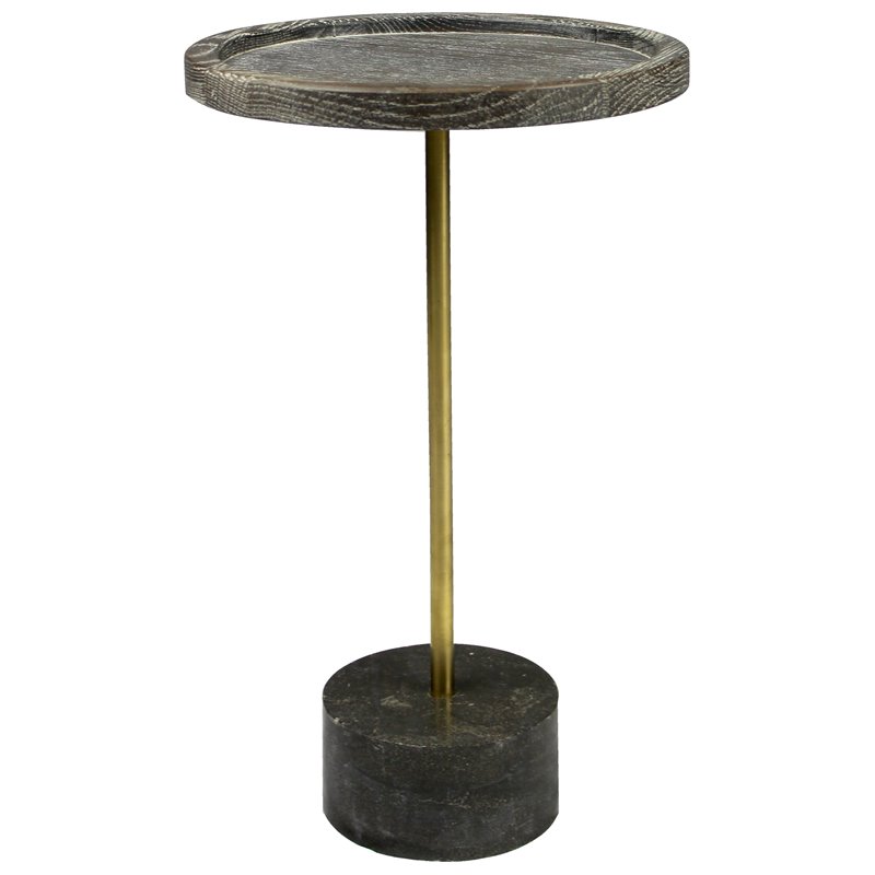Aliso Tipton Solid Wood End Table with Steel and Marble Base in Brown - 20