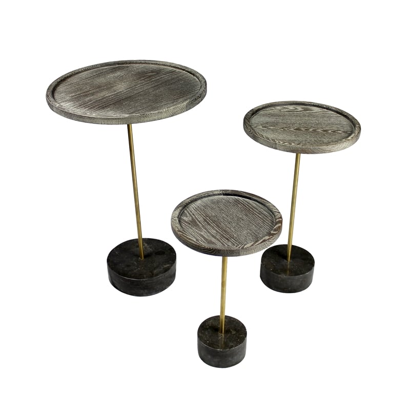 Aliso Tipton Solid Wood End Table with Steel and Marble Base in Brown - 30