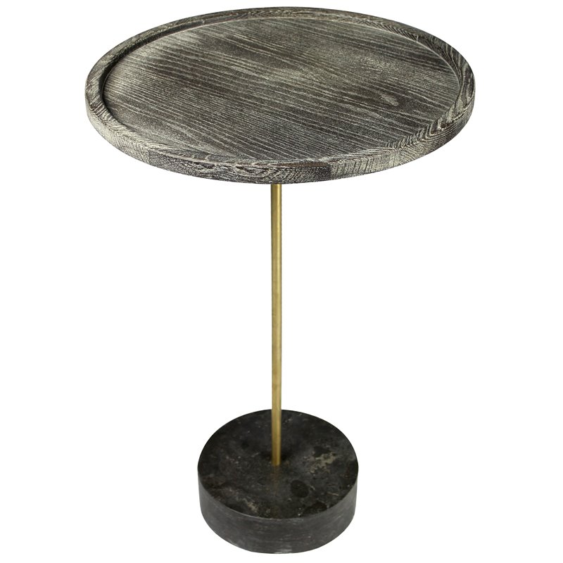 Aliso Tipton Solid Wood End Table with Steel and Marble Base in Brown - 30