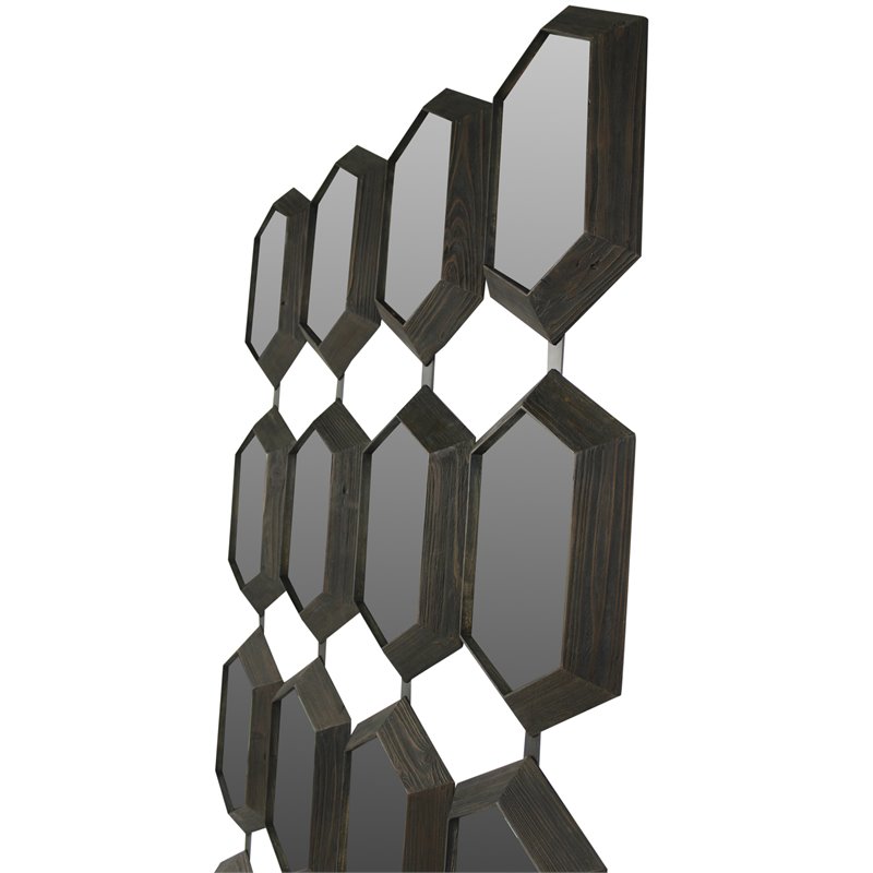 Grace Solid Wood Mirror with Cast Iron Frame in Dark Brown