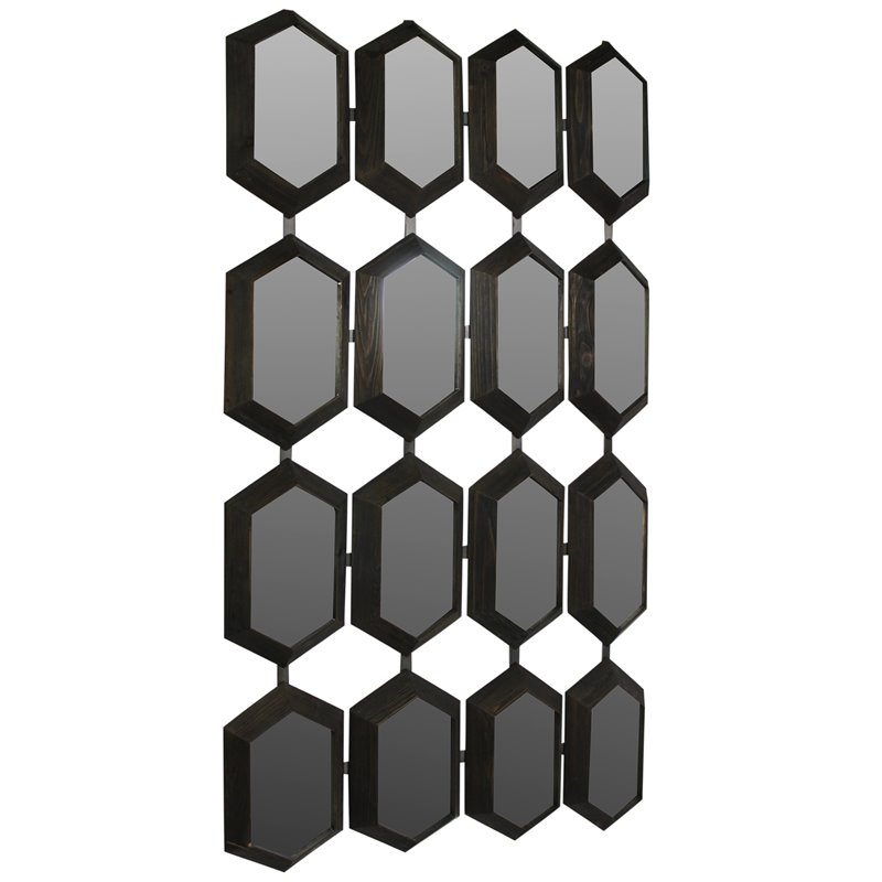 Grace Solid Wood Mirror with Cast Iron Frame in Dark Brown