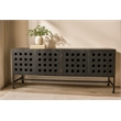 Aliso Becca Reclaimed Pine Wood 4 Door Sideboard on Cast Iron Base in Black