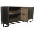 Peyton Reclaimed Pine Wood 4 Door Sideboard on Cast Iron Base in Dark Brown