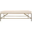 Hill Bench Upholstered in Ivory Linen Fabric on a Brass-Finished Cast Iron Base