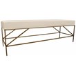 Hill Bench Upholstered in Ivory Linen Fabric on a Brass-Finished Cast Iron Base